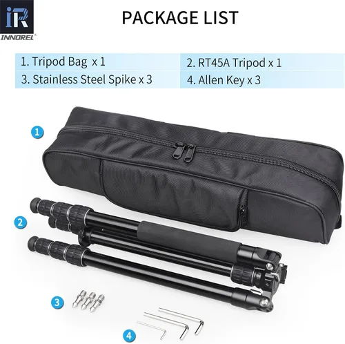 Vista 7 de INNOREL RT45A - Trípode para cámara profesional 6061, aleación de aluminio, compacto, portátil, trípode fotográfico, monopie para cámara réflex