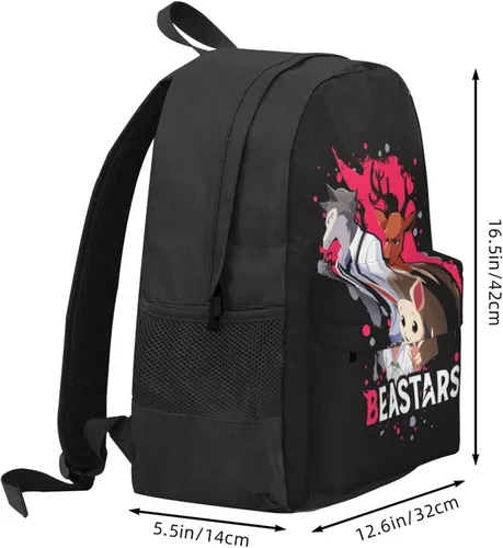 Vista 3 de Anime Beastars - Mochila ligera unisex a la moda, casual, bolsa de viaje, Negro -, Mochilas de mochila