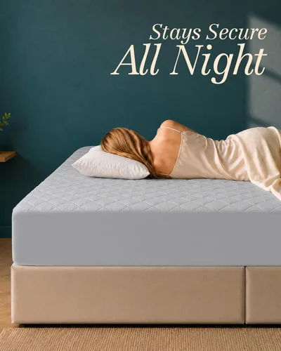 Vista 4 de Utopia Bedding - Cubrecolchón acolchado (tamaño matrimonial), protector de colchón elástico y ajustable con bolsillo profundo que se estira hasta 16
