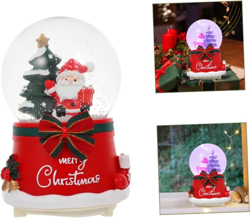Vista 3 de 1 pieza Kristallkugel Geschenk Dekor Weihnachtsschmuck Leuchtende Musikkugel Spieluhr Schmücken Weihnachten Schneekugeln Cartoon-Design