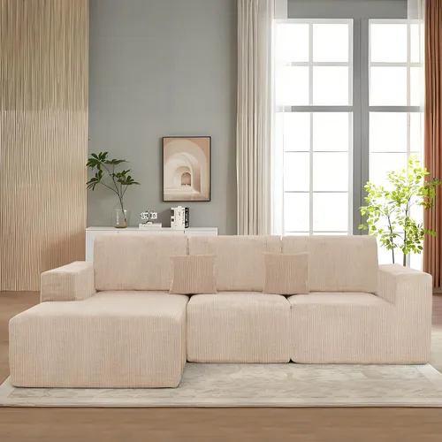 Vista 3 de Sofás deshuesados de 111 pulgadas para sala de estar, sofá de nube de 3 piezas, sofá modular modular profundo seccional, sofás comprimidos para sala