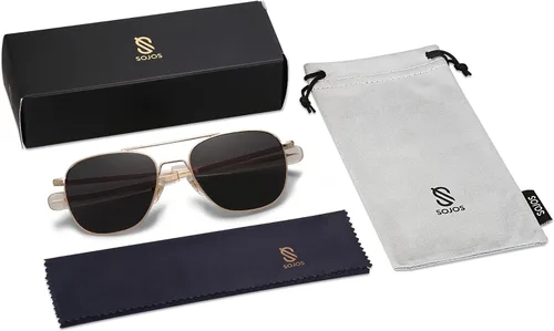 Vista 5 de SOJOS Gafas de sol polarizadas cuadradas pequeñas de aviador para mujeres y hombres, clásicas de doble puente aviadores SJ1179