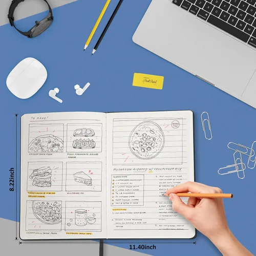 Vista 3 de Cuaderno diario rayado para mujeres y hombres, 200 páginas A5 diarios de tapa dura de cuero para escribir, viajes, escuela, oficina, trabajo, Negro