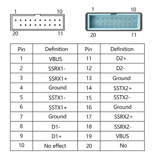 Vista 3 de GINTOOYUN Cable de extensión de cabecera USB 3.0 de 1 pie 19/20 pines 1 a 2 Y Splitter Adaptador de extensión interno DIY (11.8 in 11.8 pulgadas)