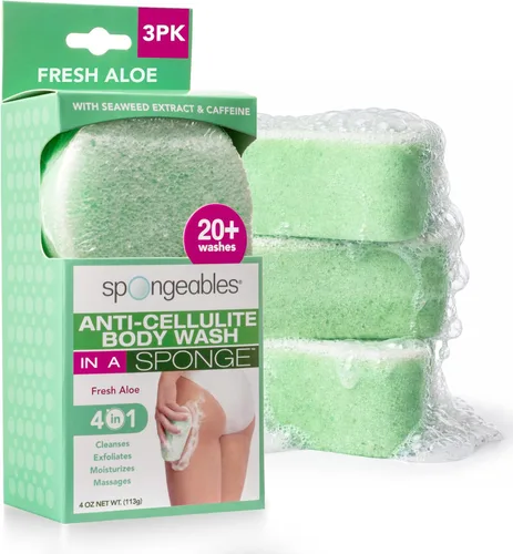 Vista 18 de Spongeables Jabón Corporal Anticelulítico en una Esponja de Más de 20 Lavados, Aloe Fresco, 1 Unidad Verde aloe