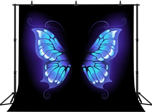 Vista 11 de Fondo de fotos de retrato de ensueño con alas de mariposa azul para fotografía de vinilo de 5 x 3 pies para eventos, decoración de fiesta, telón