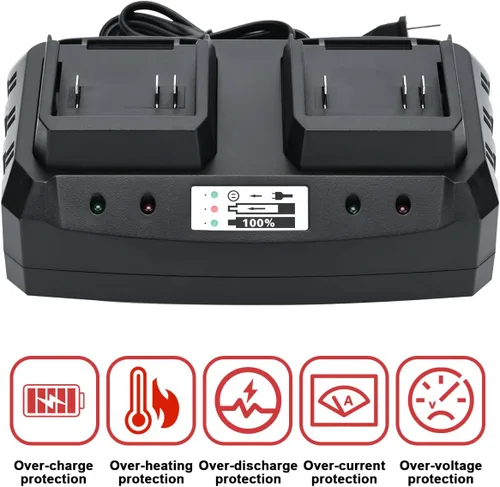 Vista 9 de Base de Carga Rápida de Doble Puerto de 21 V, Cargador Dual Rápido Compatible con Batería de Iones de Litio de 21 V de SHINTYOOL
