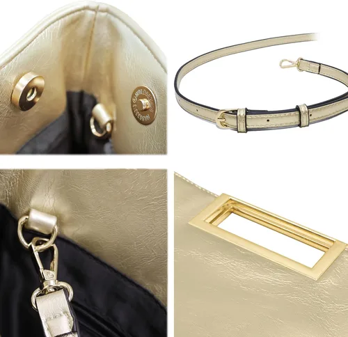 Vista 6 de Milisente Bolso de mano para mujer, formal, casual, brillante, de piel sintética, con asa, para graduación, cóctel, boda