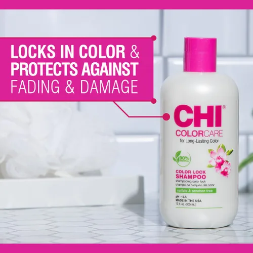 Vista 2 de CHI ColorCare - Champú Color Lock, bloquea el color y repone la humedad para cabello teñido sin sulfatos, parabenos y crueldad, 12 onzas