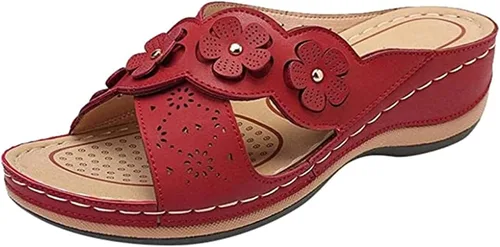 Vista 29 de Ladmiple Sandalias ortopédicas florales de moda 2023 con soporte de arco, zapatillas romanas casuales con puntera abierta