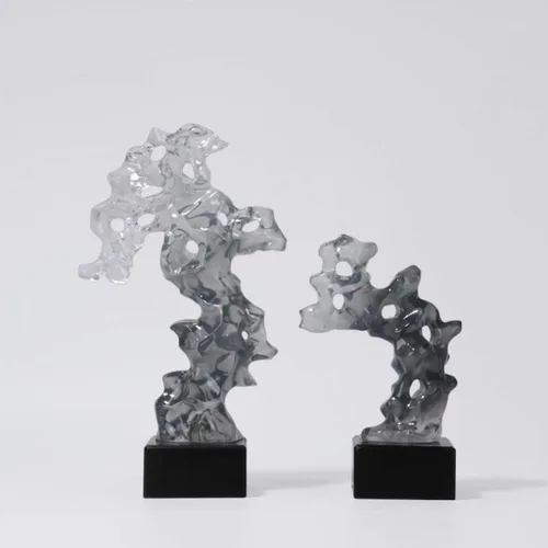 Vista 5 de Estatua china de feng shui, escultura de piedra de Taihu, decoración moderna de resina para sala de estar, decoración moderna, decoración abstracta
