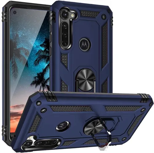 Vista 11 de TJS Funda compatible con Motorola Moto G Stylus 2020, resistente a los impactos, anillo de metal, soporte magnético, funda protectora (negro)