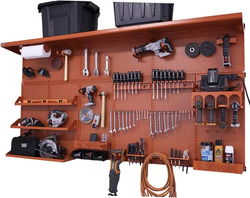 Vista 8 de OmniWall Weekend Warrior XL - Sistema de organización de pared de metal (negro/azul)