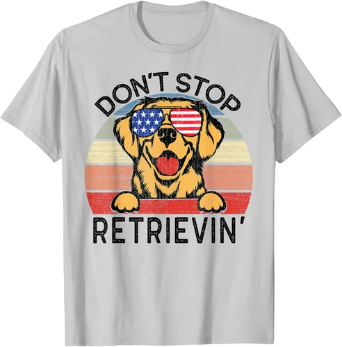 Vista 18 de Golden Retriever Dog Don't Stop Retrievin' Camiseta, Gris