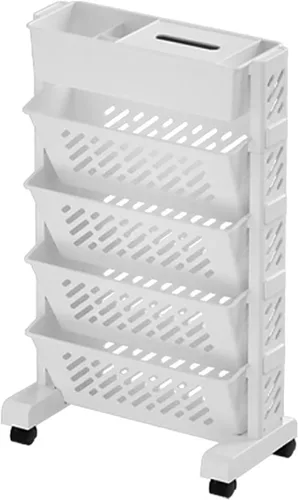 Vista 7 de AMONIDA Estantería móvil de plástico extraíble de gran capacidad, giratoria, práctica estantería de organización con ruedas con estructura estable