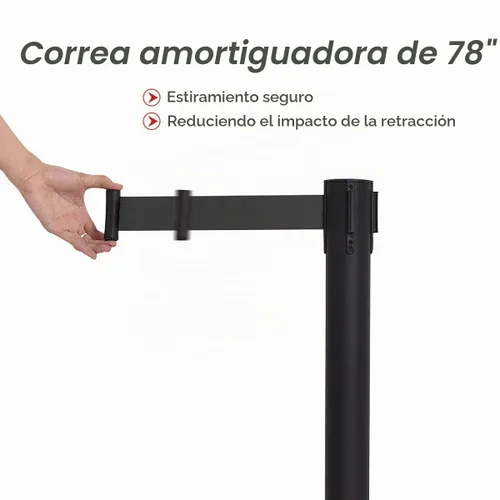 Vista 4 de Goplus 6 puntales, barreras de control de multitudes con correa retráctil de 6.5 pies, postes de puntal de acero inoxidable, poste de línea de cola