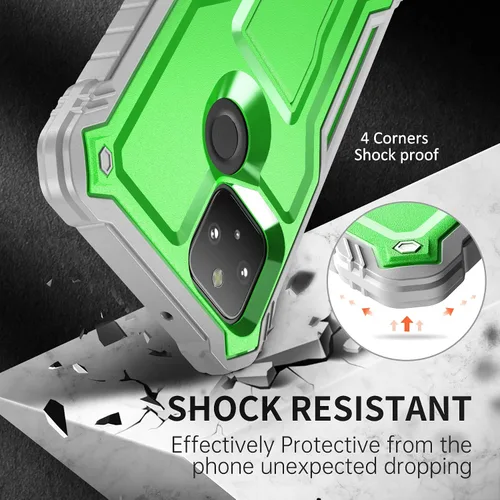 Vista 5 de FITO Funda para Pixel 5, funda resistente a prueba de golpes de doble capa con protector de pantalla para teléfono Google Pixel 5, soporte integrado