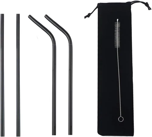 Vista 13 de Gugrida Pajitas de metal de acero inoxidable de 8.5 pulgadas, reutilizables, juego de 3 popotes – Cepillo de limpieza de color ultra largo