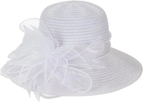 Vista 2 de Sombrero de vestido de iglesia Derby para mujer sombrero de ala ancha flor de hoja de despedida de soltera