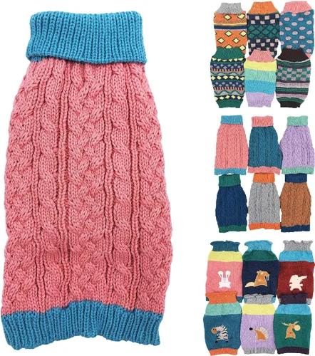 Vista 21 de Suéter de punto para perro, ropa de invierno cálida y suave para mascotas pequeñas y grandes (XL: longitud: 22 pulgadas, alce)