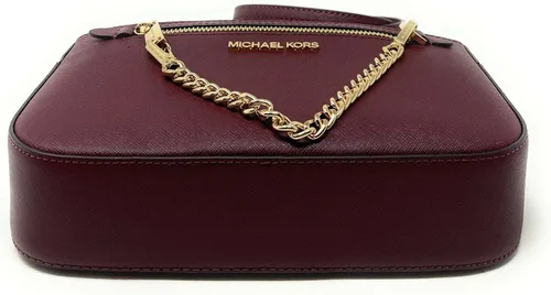 Vista 3 de Jet Set - Bolso bandolera grande de cuero Saffiano, Merlot