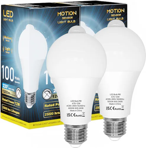 Vista 10 de ORALUCE Bombillas con sensor de movimiento para interiores y exteriores, equivalente a 60 vatios, A19 E26 9 W, bombilla LED activada por movimiento