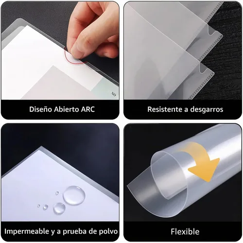Vista 4 de Paquete de 10 carpetas transparentes para documentos, tipo L, carpetas transparentes tamaño carta, bolsillos para proyectos, fundas de plástico