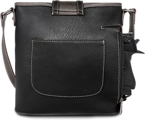 Vista 4 de American Bling Bolso cruzado para mujer, de cuero vegano, bolso de hombro de tamaño mediano con cartera, juego de 2 piezas