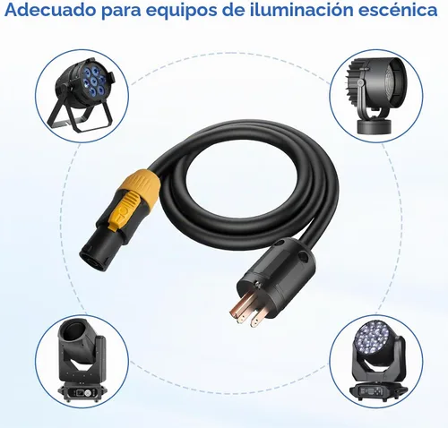 Vista 6 de IP65 profesional construido a mano 12 AWG macho NEMA5-15P a SAC3FX PowerCON Cable verdadero (3 pies)