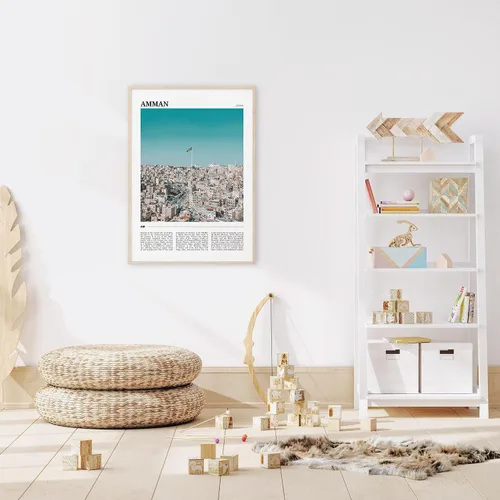Vista 4 de Póster de viaje de Amman, arte de pared de Ammán, impresión de póster de ammán, foto de ammán, decoración de ammán, Jordania