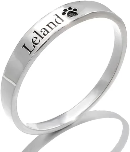 Vista 5 de Anillo de plata de ley 925 personalizado con estampado de pata de perro, joyería conmemorativa de pérdida de mascotas