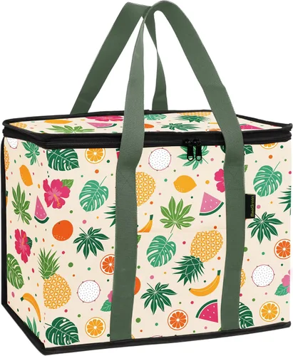 Vista 9 de BeeGreen Bolsa térmica térmica suave para comestibles, compras, playa, viajes, almuerzo, plegable, a prueba de fugas, enfriadores de hielo grandes