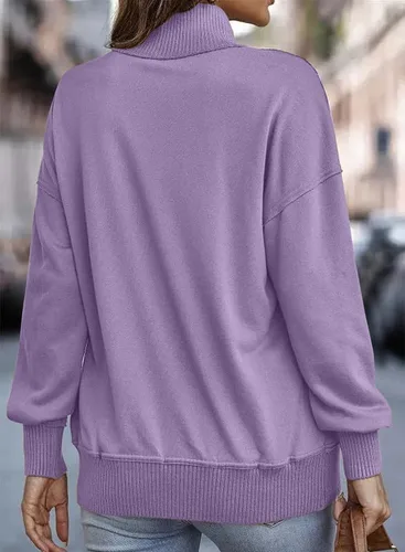 Vista 4 de SHEWIN Sudadera casual de manga larga para mujer, ligera, con botones, holgada, sin botones