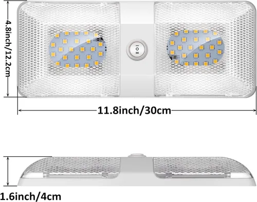 Vista 7 de BlueFire 1 paquete de 1 luz LED superbrillante de CC de 12 V para techo de caravana, luz interior de doble cúpula con interruptor