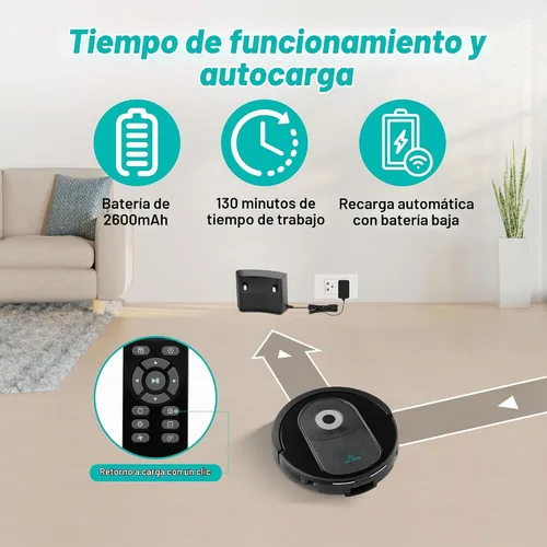 Vista 6 de Robot aspirador y trapeador combinado, 4000 pa automático con tanque de agua y cubo de basura, robot de aspiradora inteligente de carga automática