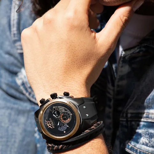 Vista 6 de MULCO Reloj para hombre Kripton de acero inoxidable con correa de silicona Movimiento cronógrafo de cuarzo Pantalla analógica premium, resistente al