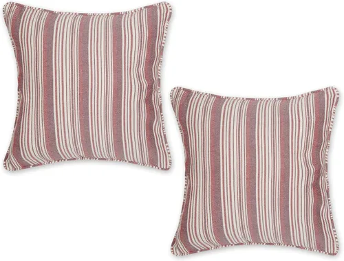 Vista 32 de DII Colección de fundas de almohada, algodón reciclado, cremallera oculta, 18x18, Dobby Plus, blanco roto, 2 piezas