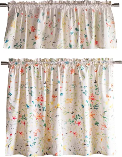 Vista 33 de Maison d' Hermine Juego de cortinas de cocina para ventanas, juego de cortinas de cocina 100% algodón, cenefas para el hogar [2 niveles