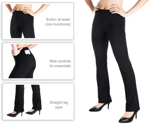 Vista 6 de Yogipace - Pantalones deportivos de yoga y de vestir para mujer, con trabillas para cinturón y pierna recta, disponibles en talla pequeña, regular