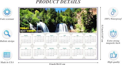 Vista 3 de 2024 - Imanes de calendario - Today is my Lucky Day - Resistente a la decoloración, desgarros y agua - Edición #30