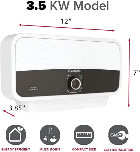 Vista 2 de Ariston Aures Slim Multi 3.5kW 110-Volt 0.59 GPM Punto de Uso Calentador de agua eléctrico sin tanque