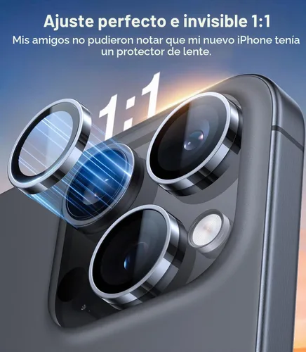 Vista 5 de UltraGlass UNBREAK TOP 9H+ - Protector de lente de vidrio para iPhone 15 Pro Max/15 Pro [grado militar inastillable y de mayor duración] protector