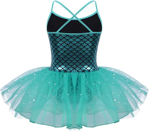 Vista 2 de MSemis - Vestido sin mangas con espalda cruzada para ballet y danza, diseño de leotardo para niñas
