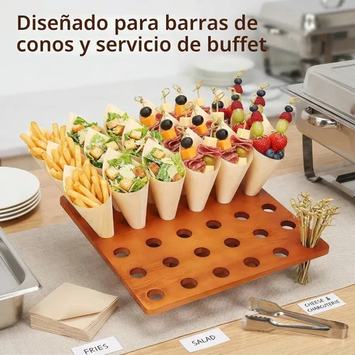 Vista 2 de Relaxing Garden Soporte de madera para cono de alimentos, 36 ranuras, 100