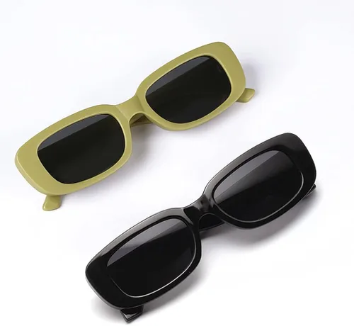 Vista 2 de Tskestvy Gafas de sol rectangulares para mujer, gafas de sol retro de los años 90, modernas, Y2K, estéticas, vintage, cuadradas