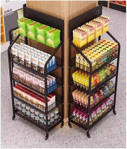 Vista 6 de Estantes de 4/5 niveles estante de exhibición de supermercado, estante de exhibición al por menor grande, organizador comercial de aperitivos