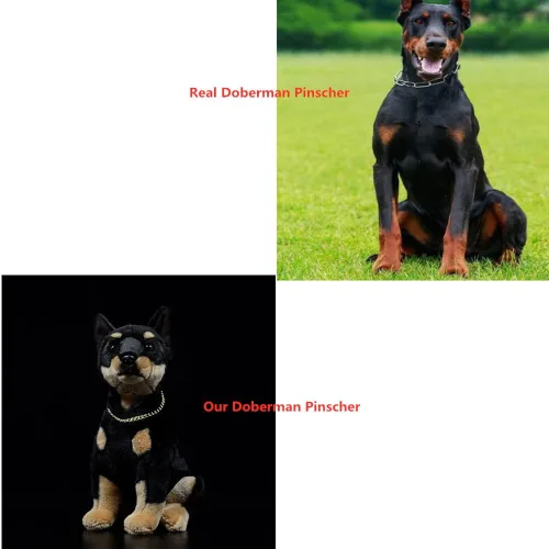 Vista 2 de FRANKIEZHOU Simulation Doberman - Peluche realista de 12 pulgadas, perro de peluche suave de Doberman, perro de peluche, regalos para niños