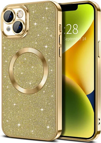Vista 28 de Hython para iPhone 12 Funda con chispas brillantes, fundas transparentes magnéticas con protector de lente de cámara [Compatible con MagSafe]