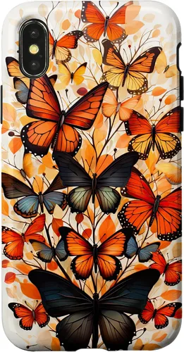 Vista 4 de iPhone 14 mariposa estética naranja mariposas naturaleza acuarela caso