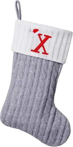 Vista 57 de Medias de Navidad personalizadas de 19 pulgadas con iniciales bordadas, medias de Navidad de punto negro para decoraciones de vacaciones familiares